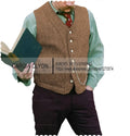 Men's Herringbone Vest With Two Real Pocket Single Breasted Tweed Vests Slim Business Sleeveless Waistcoat For Wedding