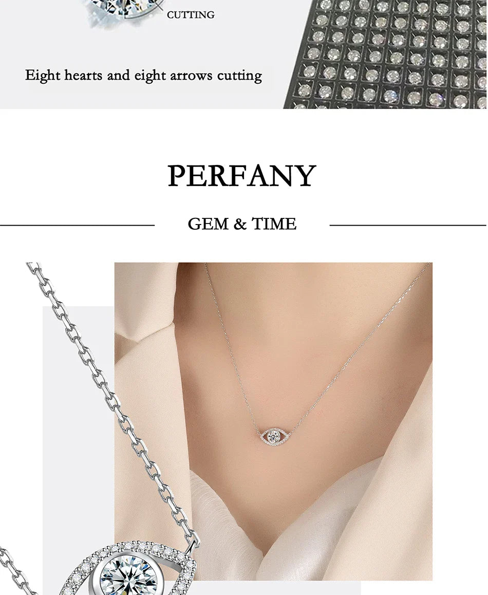 0.5CT Moissanite Necklace for Women S925 Pure Silver eye Pendant Laboratory Diamond  Certified High-end Fashion Jewelry