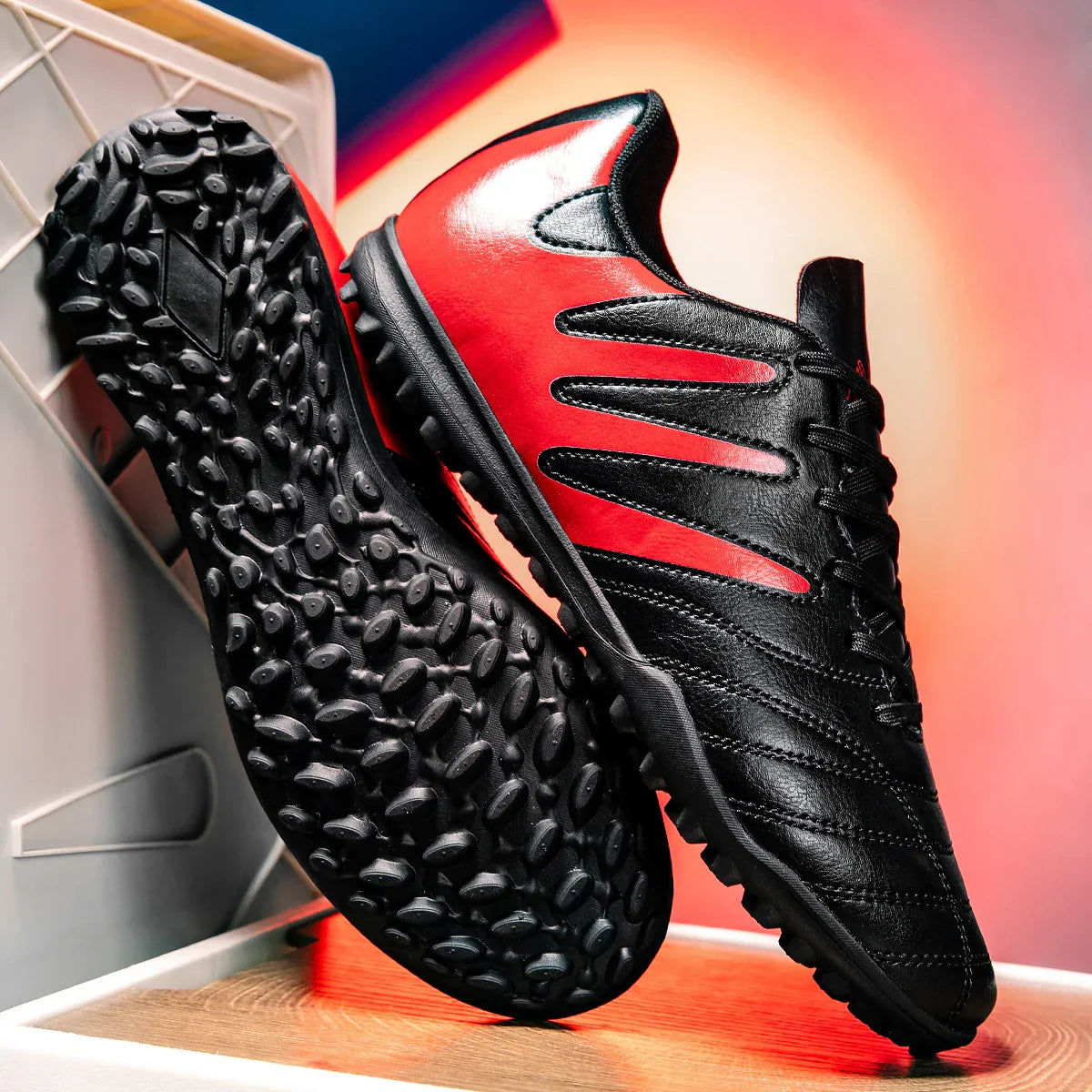 Kid Friendly TF Turf Soccer Boots Soft PU Fabric Rubber Non-slip Sole Abrasion Resistant For Campus Sports Activities