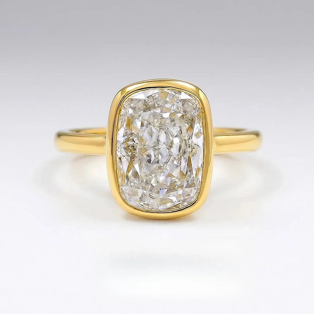 S925 Silver 8 * 11mm Fat Square White Zircon Ice Flower Cutting Ring Set with Classic Commuter Women's Jewelry