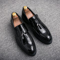 Fashion Golden Men's Casual Slip-On Tassel Patent Loafers Thick Bottom Elevator Shoes Men's Party Shoes Business Shoes Brogue