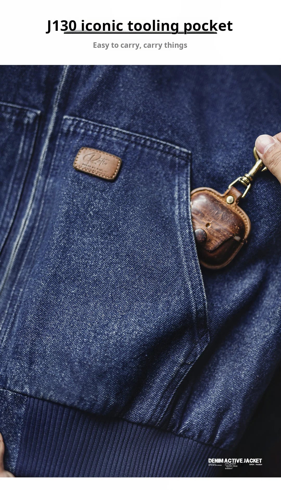 Retro Men's J130 10.5oz Denim Jacket Heavyweight Washed Aged Hooded Jacket Zipper Work Coat with Large Pockets for Fall