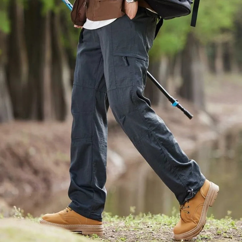 Quick-drying Hiking Pants 2026 Spring Summer Mountain Camp Outdoor Casual Cargo Pants Mens Waterproof Loose Breathable Trousers
