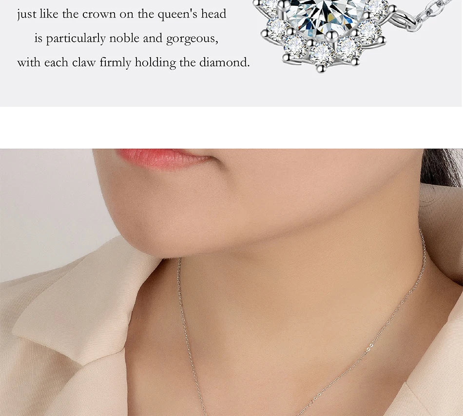 1-3CT Moissanite Necklace For Women S925 Pure Silver Sparkling Sunflower Pendant Party Fashion High-end Jewelry