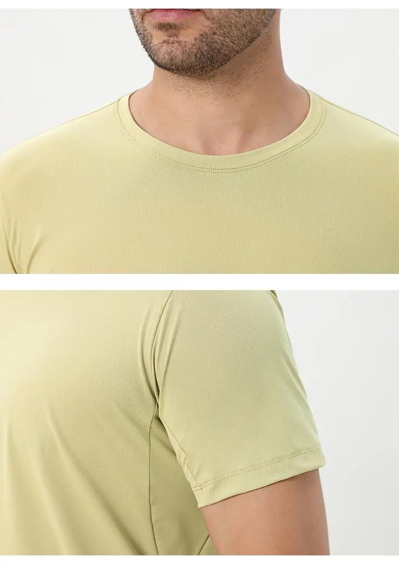 2026 Men Short Sleeves Running T-Shirts Quick Dry Sport T-Shirts Fitness Gym Running Shirts Breathable Round Collar Sportswear