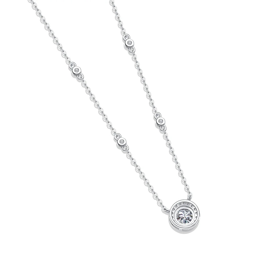 Certified 1CT Moissanite Necklace for Women D Color Lab Created Diamond 925 Silver Chains Original Certified Jewelry With GRR