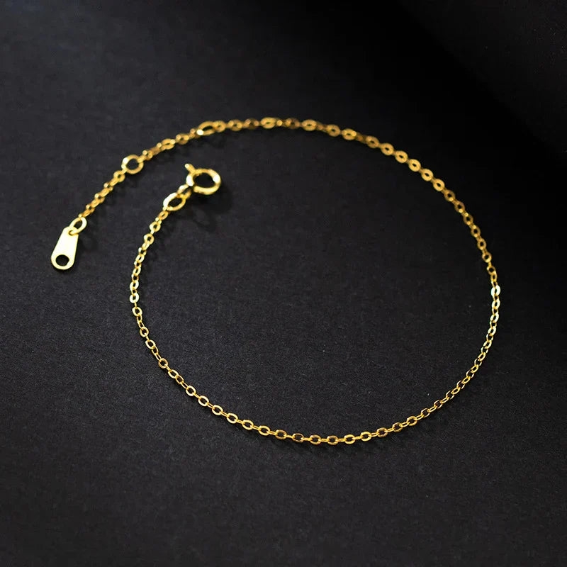 Minimalism Classic Gold Color Bracelet 100% 925 Sterling Silver Link Chain Cute Bracelets For Women Fine Jewelry Gifts