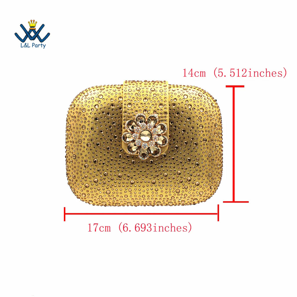 Peep Toe Spring Autumn Lady Shoes and Bag Set in Gold Color