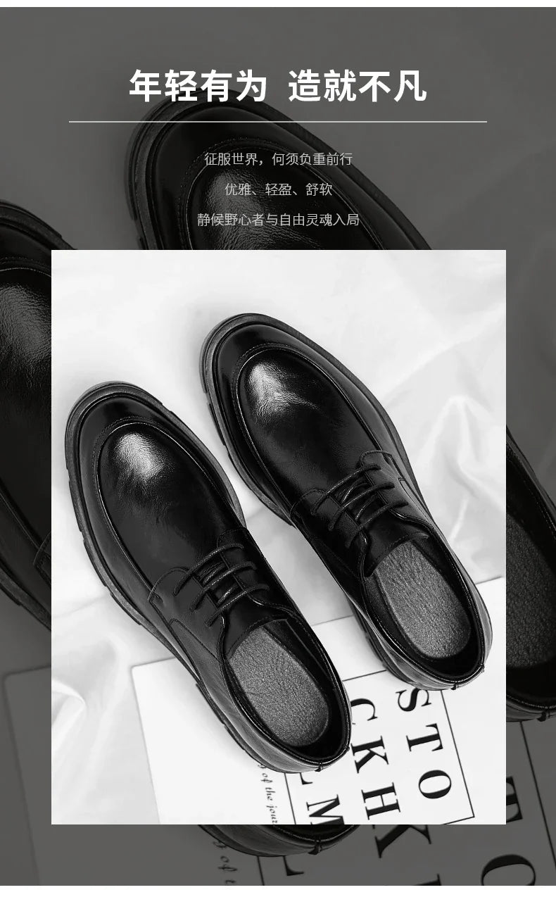 Men Dress Elevator Shoes Platform Breathable Lift Casual Business Luxury Genuine Leather Heightening Shoes5/8/10CM Taller Male