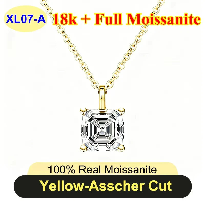 PureNew 1-5ct Full Shape Moissanite Necklace For Women S925 Silver Plated 18k Gold D Color VVS1 Women's Moissanite Chain Gift