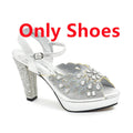 Peep Toe Thin Heels Shoes Matching Bag Set for Party
