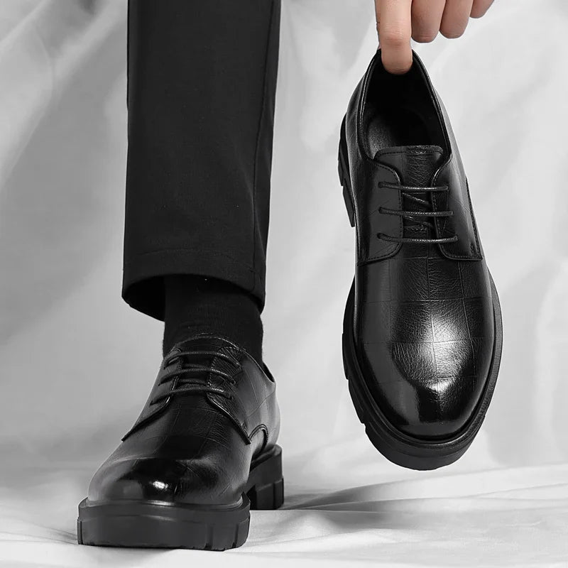 8-10cm Height Increasing Shoes for Men Platform Breathable Lift Casual Inside High Shoes Business Dress Elevator Leather Shoes