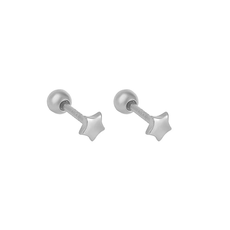 925 Sterling Silver Fashion Simple Golden Flower Beads Small Stud Earrings for Women Teen Piercing Jewelry Accessories