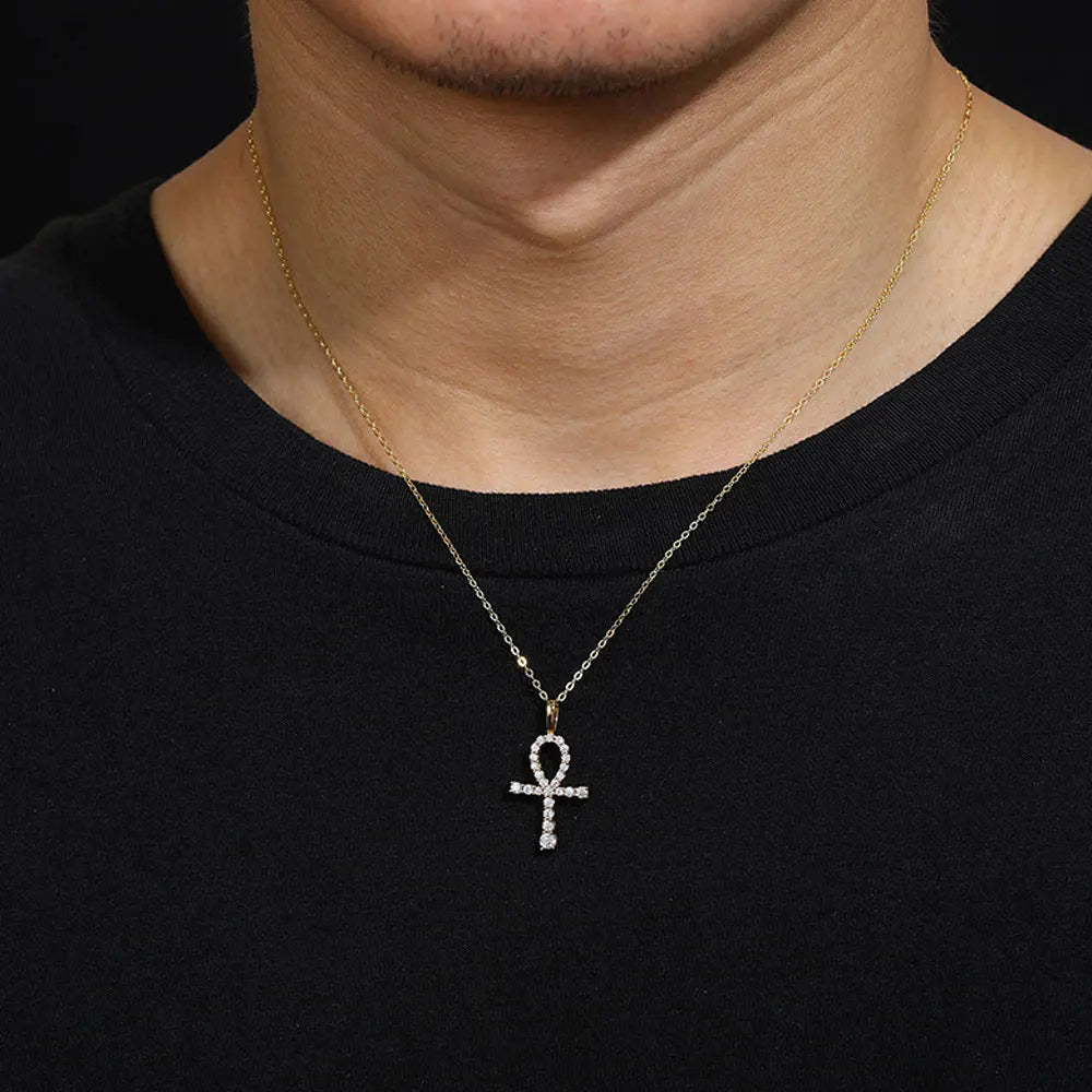 D VVS1 Moissanite Cross Pendant Necklace Full Diamond with GRA Wedding Party Jewelry Rope Chain Necklaces for Women Man