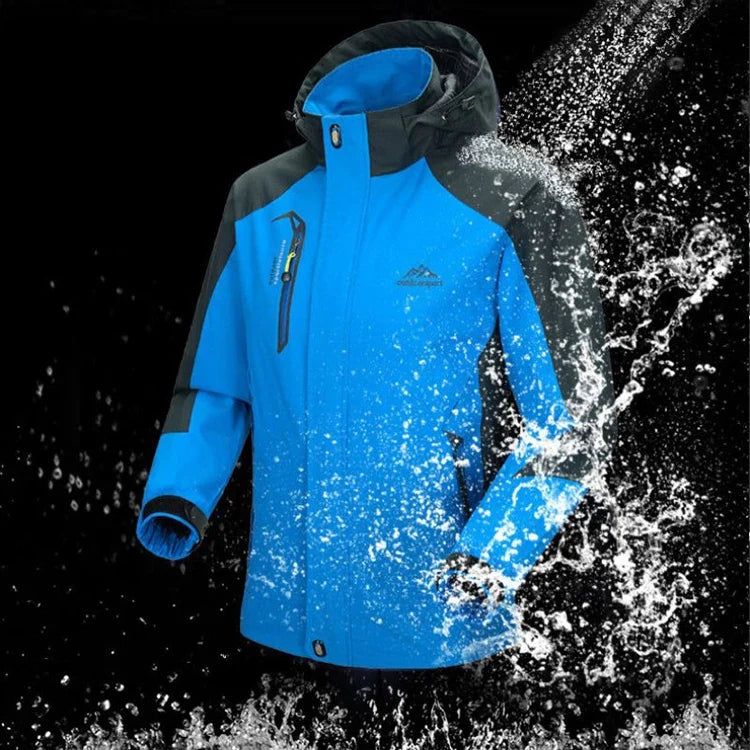 Men's Autumn Hiking Jacket Hooded Removable Waterproof Lightweight Rain Coat Trekking Outdoor Camping Casual Sportswear