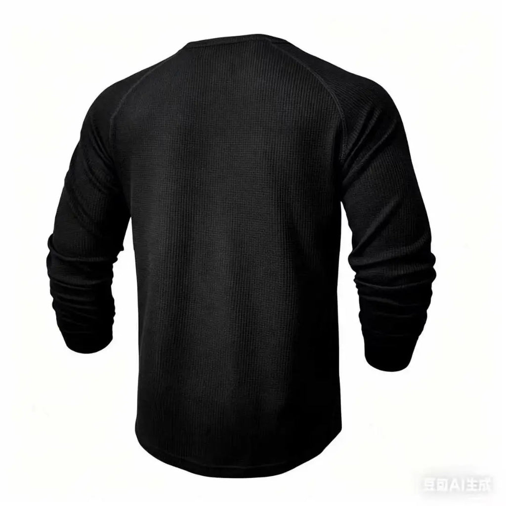 Loose men's solid colour casual versatile American-style round-neck long-sleeve base T-shirt for spring and autumn outdoor daily
