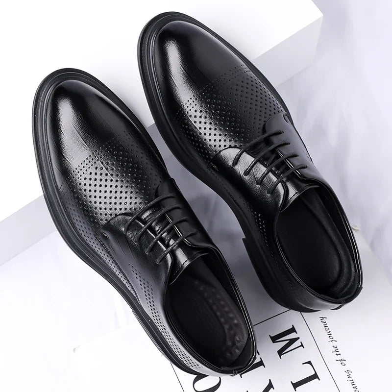 Men's Formal Leather Shoes Lace Up Breathable Non-slip Rubber Sole Lightweight Comfortable Dress Shoes Office & Special Occasion