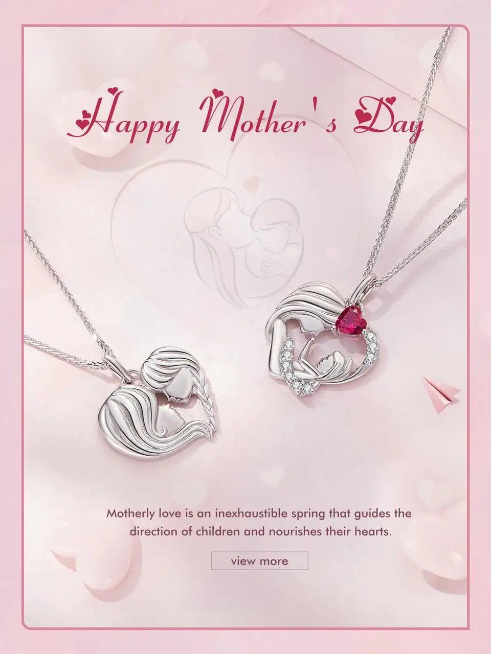 925 Sterling Silver Mother and Daughter Heart Shape Pendant Necklace for Women Birthday Mother's Day Gift Fine Jewelry