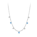 925 Sterling Silver Station Necklace, Simulated Diamond Star Necklace Women CZ Chain Choker Necklace BSN428