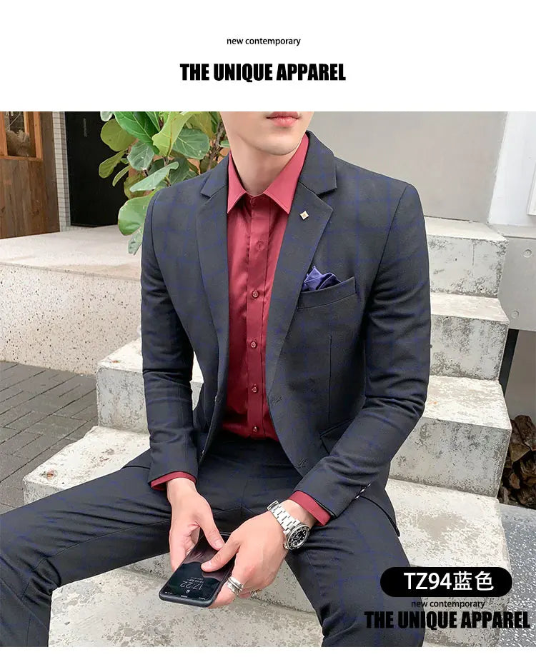 High-Quality Large Size Men's Wedding Suit 5XL S-Fourth Quarter 2024 Fashion Handsome Two-Piece Acetate Set (Suit + Trousers)