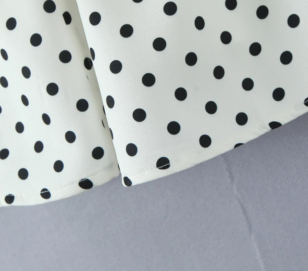 French Style Retro Polka Dot Deep V Halter Dress Women Sexy Backless A-line Slim Sweet Elegant Mini Dresses Summer Robe