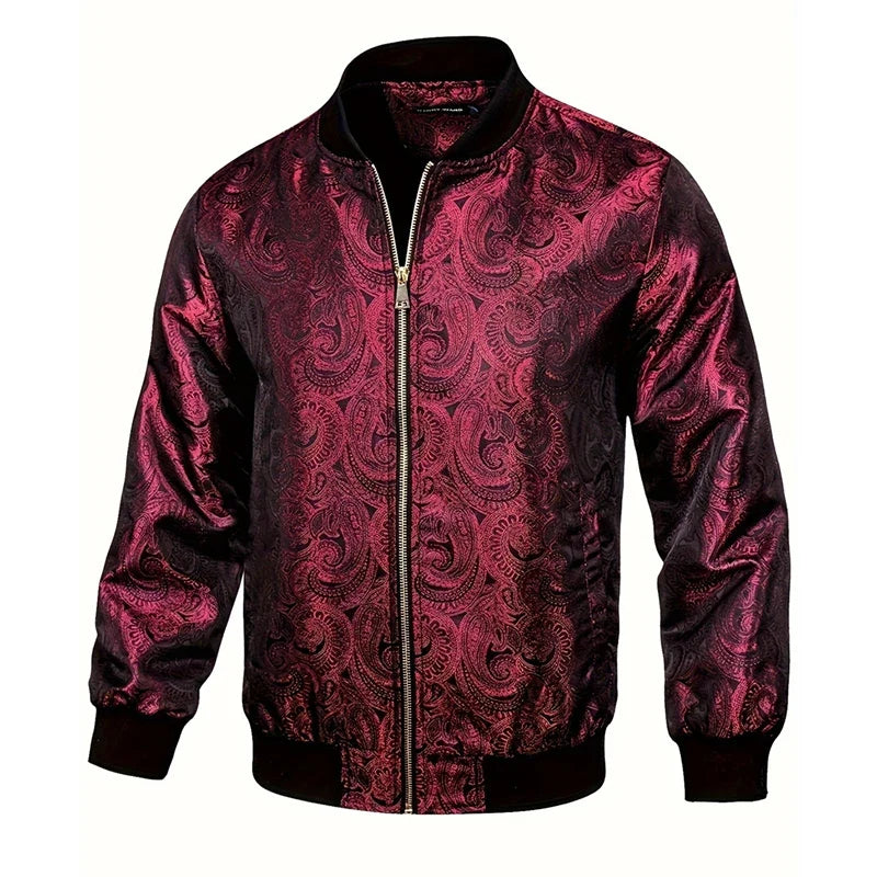 Gold Paisley Jacket Men's Clothing 3D Printed Colorful Long Sleeve Zipper Jackets Luxury Graphic Street Trend Autumn Bomber Coat