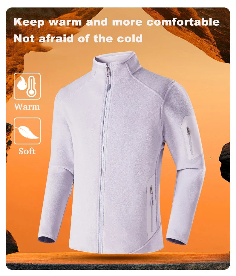 Winter Fleece Jacket Men Women Outdoor Windproof Warm Fleeced Clothing Unisex Hiking Camping Climbing Skiing Sport Coat