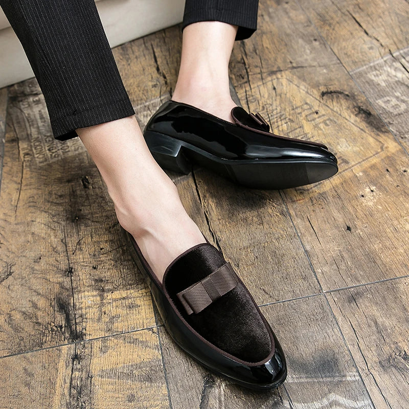 Men's Suede Slip-On Loafers with Decorative Stitching – Casual Fashion Shoes, EU 40–48