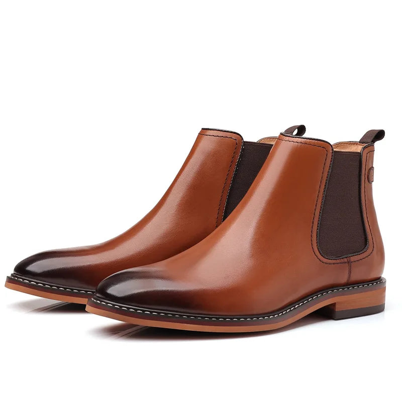 Brand Men's Chelsea Boots Genuine Cow Leather Handmade Boot Shoes Work Shoes For Formal Dress Wedding Business Party New
