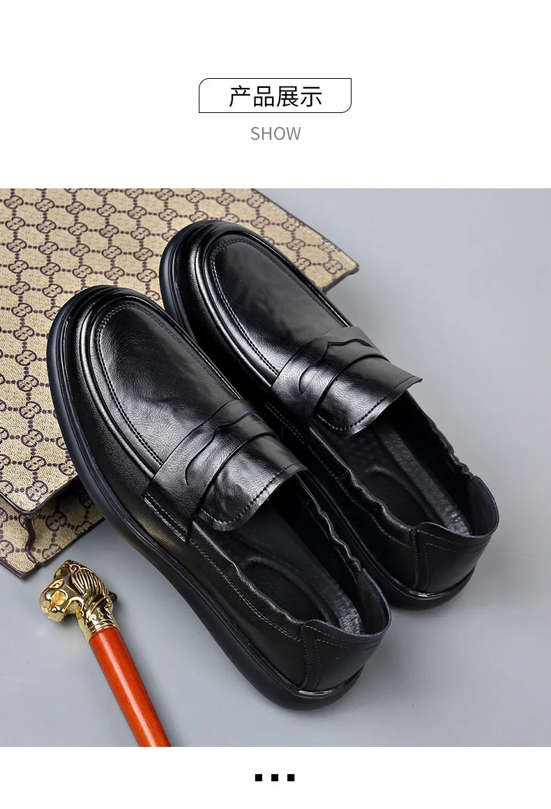 Spring Autumn New Genuine Leather Shoes for Men Black Fashion Business Casual Shoes Male High Quality Designer Loafers Man