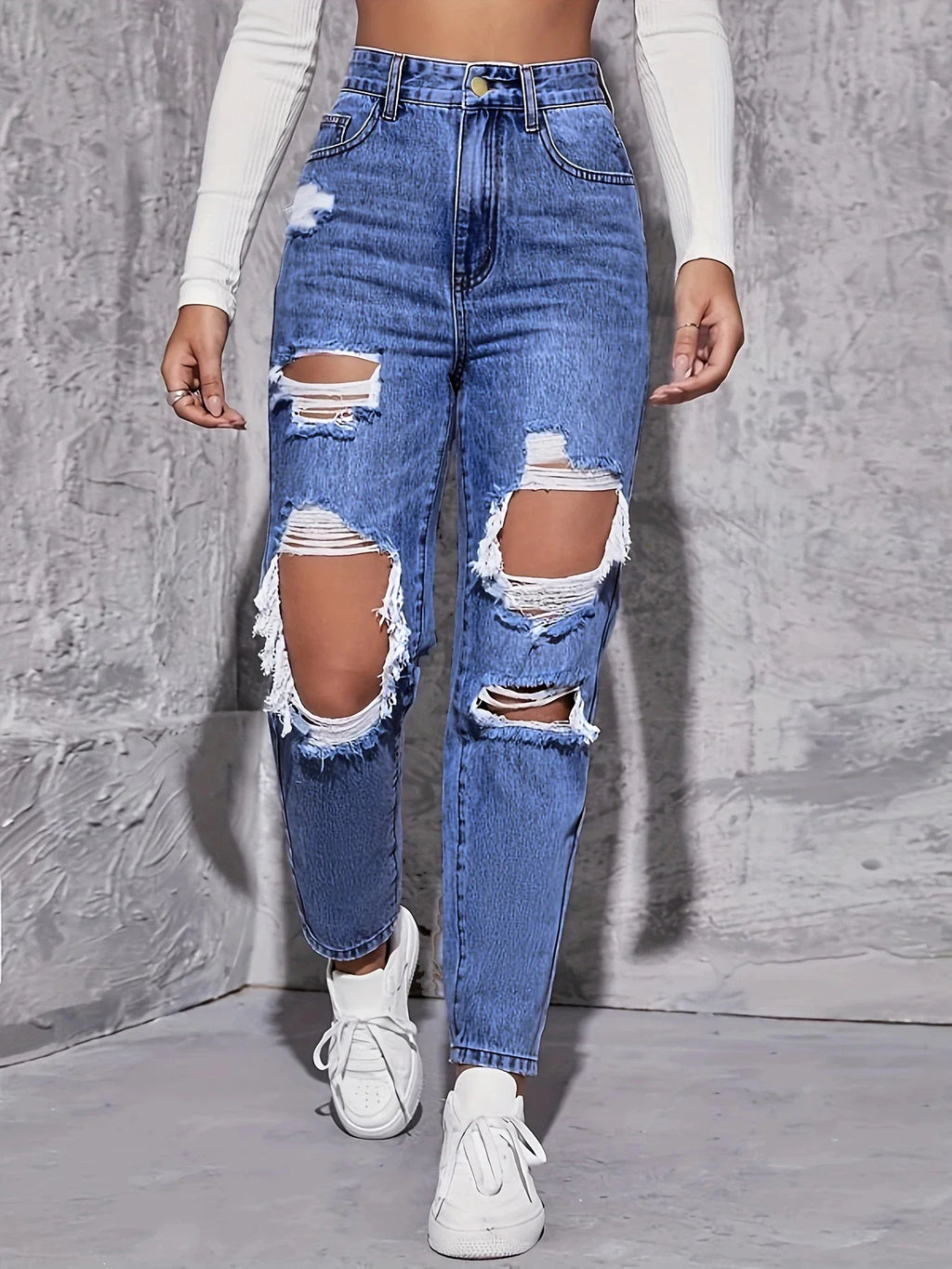 Women High Waist Straight-crotch Loose Slim Pants