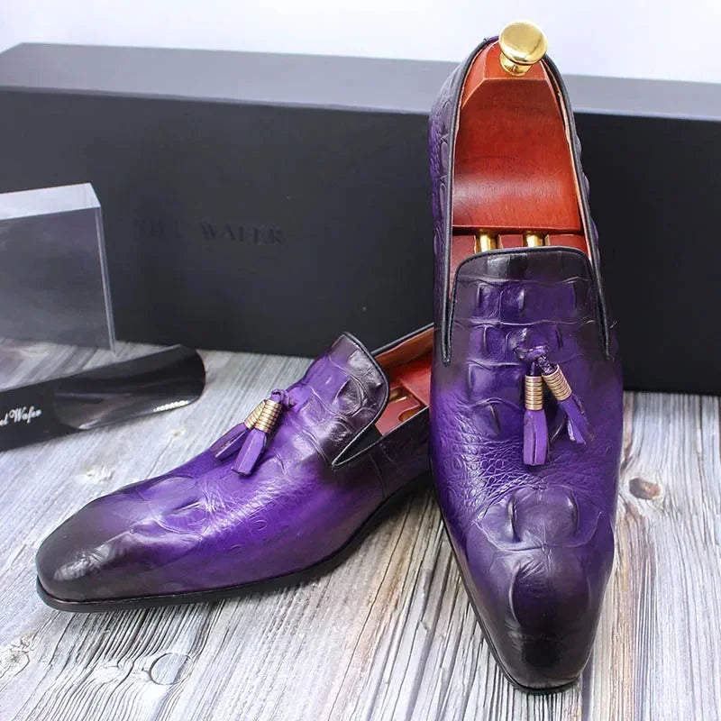 Trendy Barber Shop Pointed Toe Casual Leather Shoes Men's British Retro Lazy Business Bean Bean Shoes Men's Formal Shoes