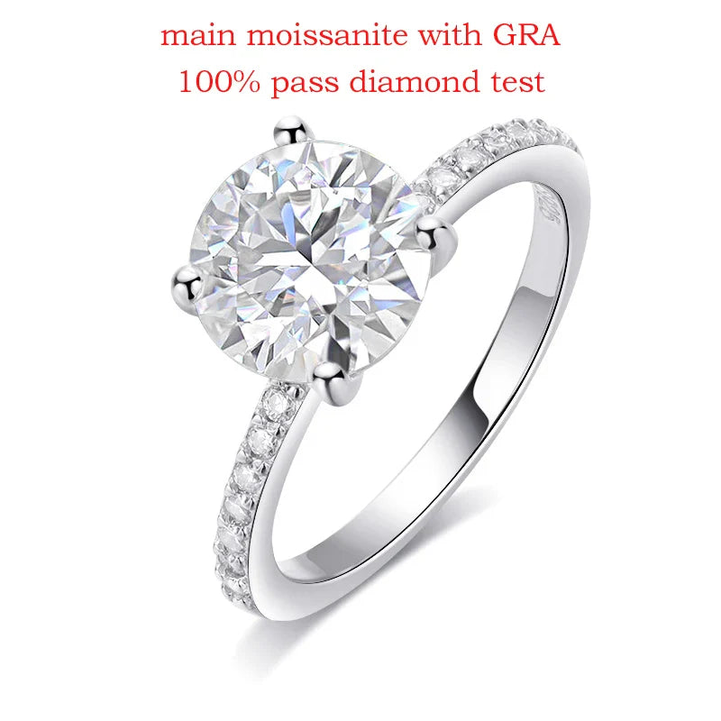 1-3CT D Color Moissanite Ring for Women 925 Sterling Silver Sparkling Lab Diamond Promise Band Valentine's Day Gift