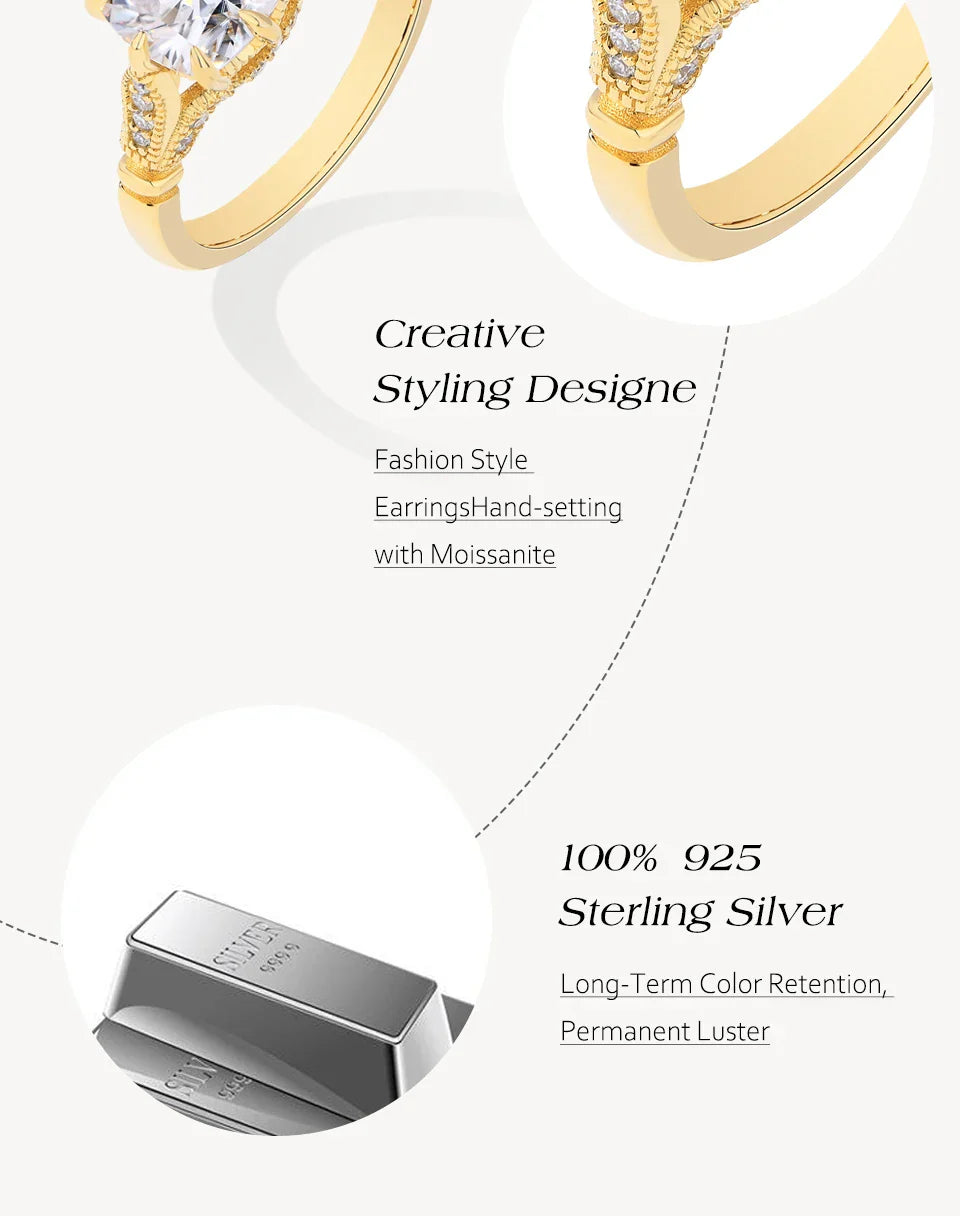 Original Design Moissanite Ring Lab Diamond Sparkling 925 Sterling Silver  for Women Engagement Fine Customized Jewelry