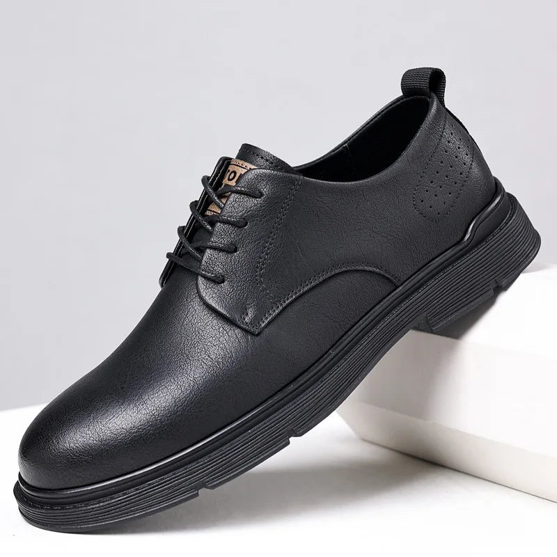 Summer Autumn New Low Top Cow Leather Shoes for Men Hallow Lace Designer Platform Shoes Male Fashion Business Casual Shoe Man