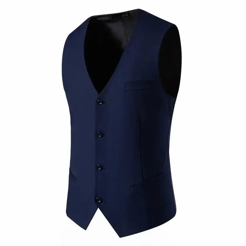 Suit Men's (Blazer+ Vest + Trousers) Fashionable Business Solid-color Wedding British-style Workwear, Casual Performance Suit
