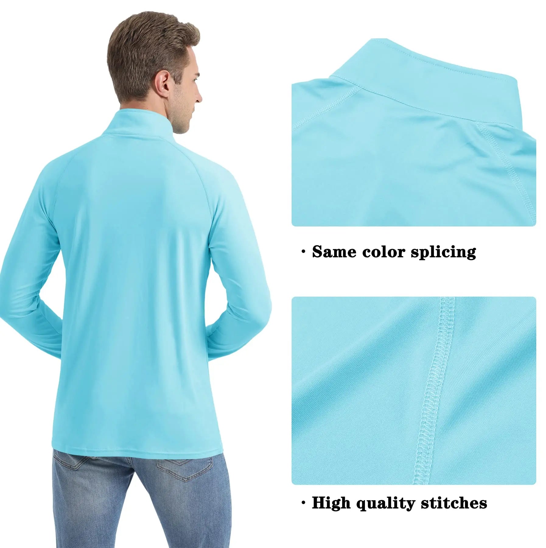 UPF50+ UV Protection T-Shirt Mens Lightweight Long Sleeve Quick Dry Fishing Shirt Outdoor Hiking Workout Rash Guards