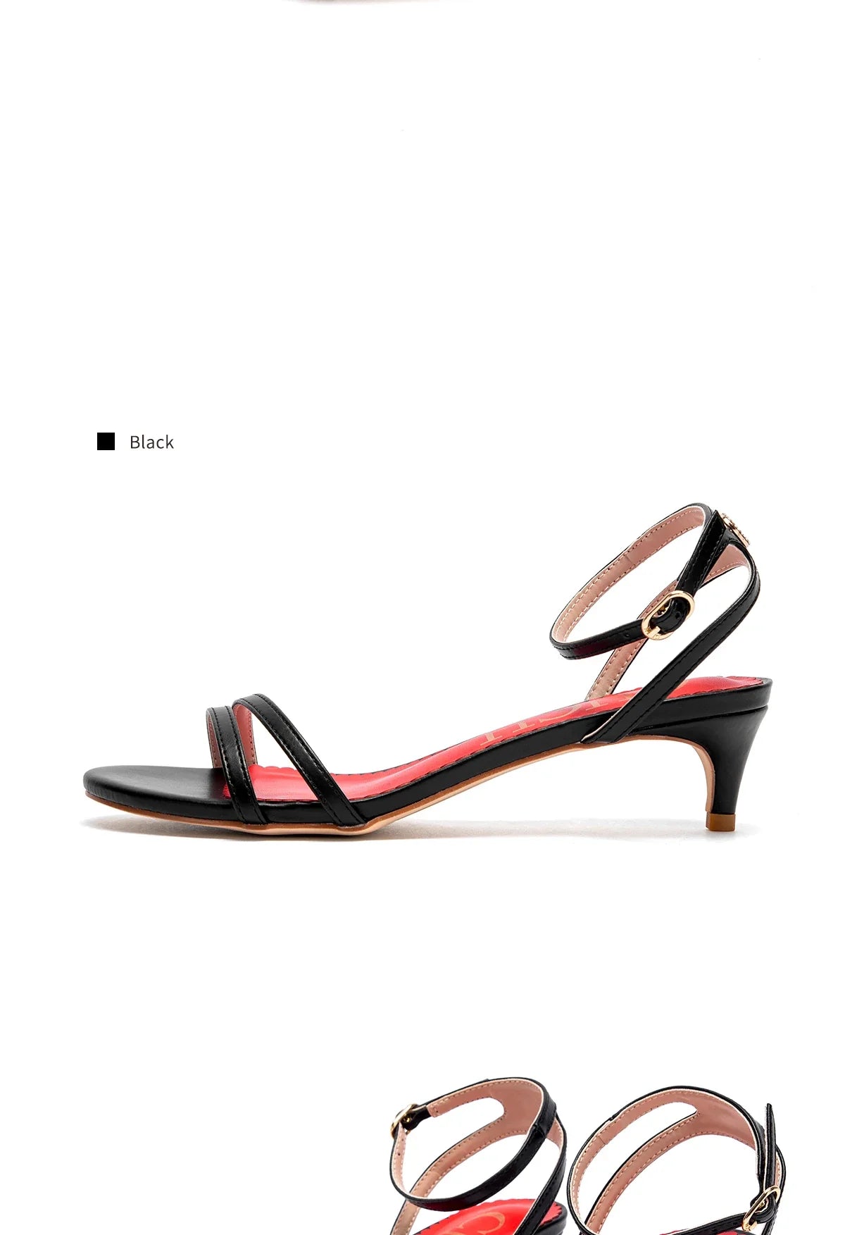Womens Sandals Round Open Toe Kitten Heels Adjustable Ankle Strap Low Heels Heeled Sandals for Women Summer Dress Shoes 3cm