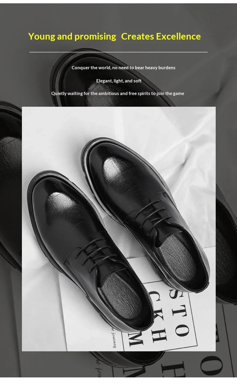 8-10cm Height Increasing Shoes for Men Platform Breathable Lift Casual Inside High Shoes Business Dress Elevator Leather Shoes