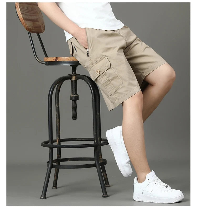 Summer new men's work shorts pocket zip trend versatile casual trousers five work trousers