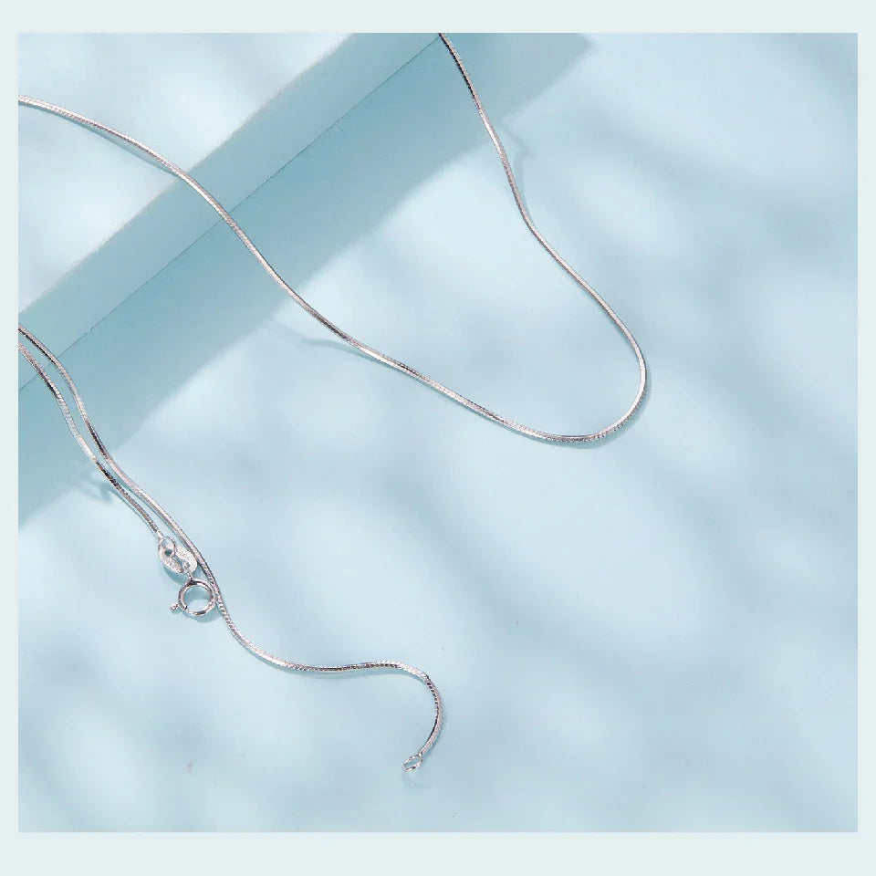 Solid Gold Over 925 Sterling Silver Chain Necklace for Women Girls, Stackable Round Snake Chain For Daily DIY Pairing