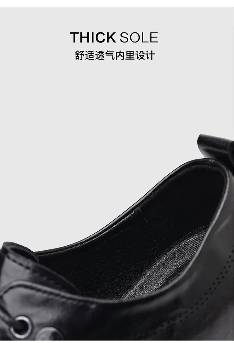 2026 Spring Autumn New Brogue Shoes for Men Solid Color Leather Dress Shoes Male Fashion Business Casual Wedding Shoe Man