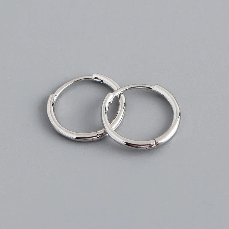925 Sterling Silver Minimalist Glossy Circle Hoop Earrings for Women Fashion Simple Ear Bone Piercing Jewelry Accessories