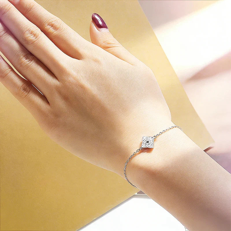 1mm Flowers Moissanite Bracelets for Women 14-20cm Size Adjustable Chain Classic 925 Sterling Silver Jewelry Plated 18K