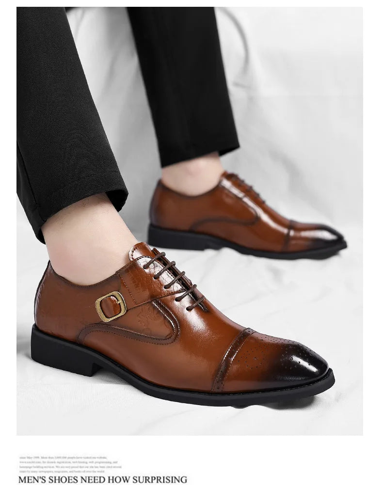 Men's Big Size Leather Shoes Spring Autumn Formal Business Office Wedding Dress Shoes for Man New Designer Business Shoe Man