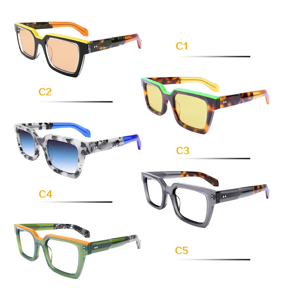 VZONE Acetate Frame Glasses for Men Oversized Polarized Sunglasses Women Trendy Retro Wide Keyhole Bridge UV400 Protection