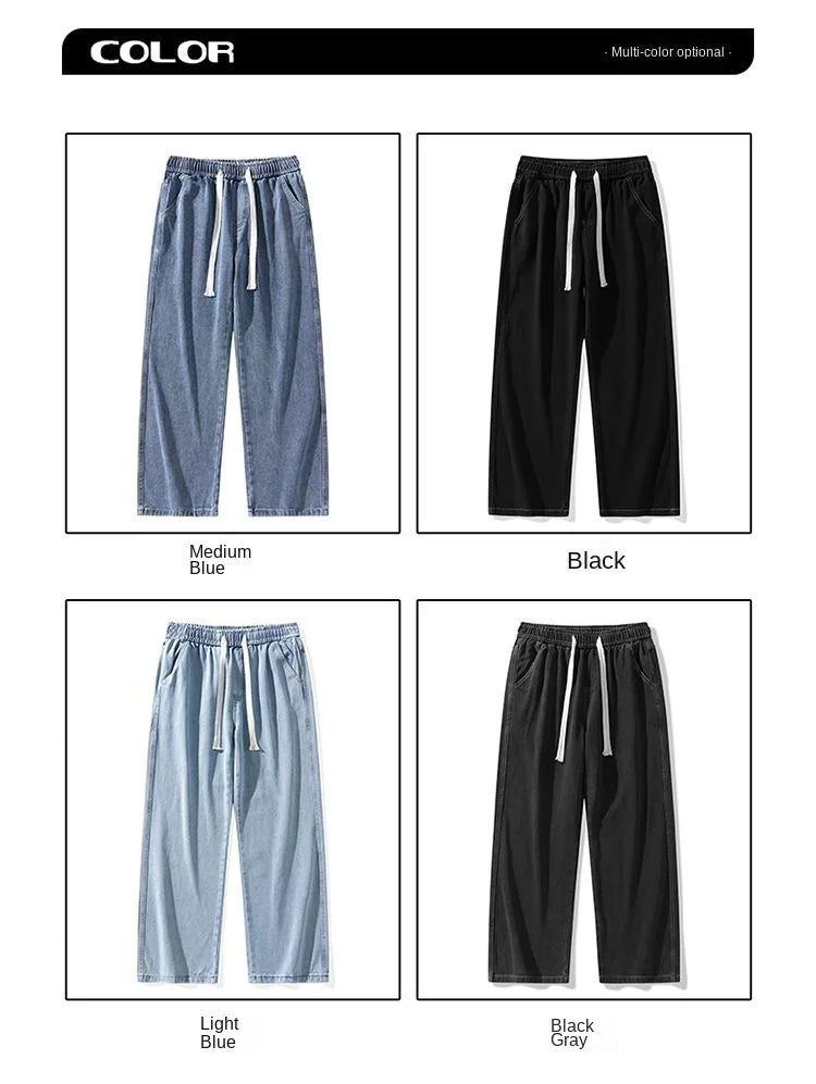 Men's American Style Loose Straight Leg Jeans Vintage Spring Summer New Arrival Drapey Trendy Wide Leg Long Pants