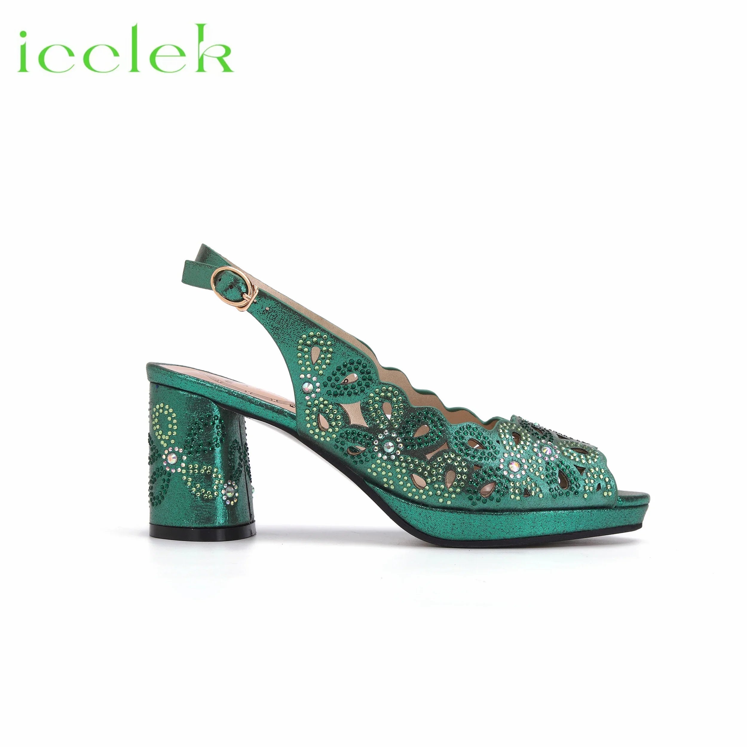 Hollwo Design Peep Toe High Heel Ladies Shoes Matching Bag Set