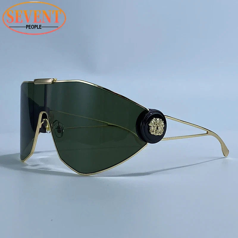 Oversized One-Piece Mask Punk Sunglasses Women 2026 Luxury Brand Vintage Windproof Sun Glasses Wrap Around Shades Shield Goggle