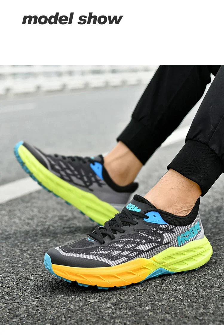 Men's Marathon Shoes Running Shoes Breathable High elasticity Cushioning Male Lightweight Sports Shoes Fitness Training